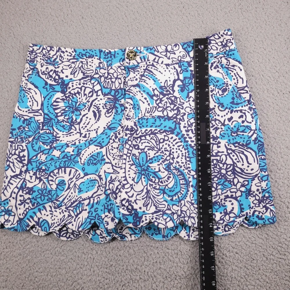 LILLY PULITZER Skort Size 6 Colette Scallop Hem Cotton Blue Hippy Print